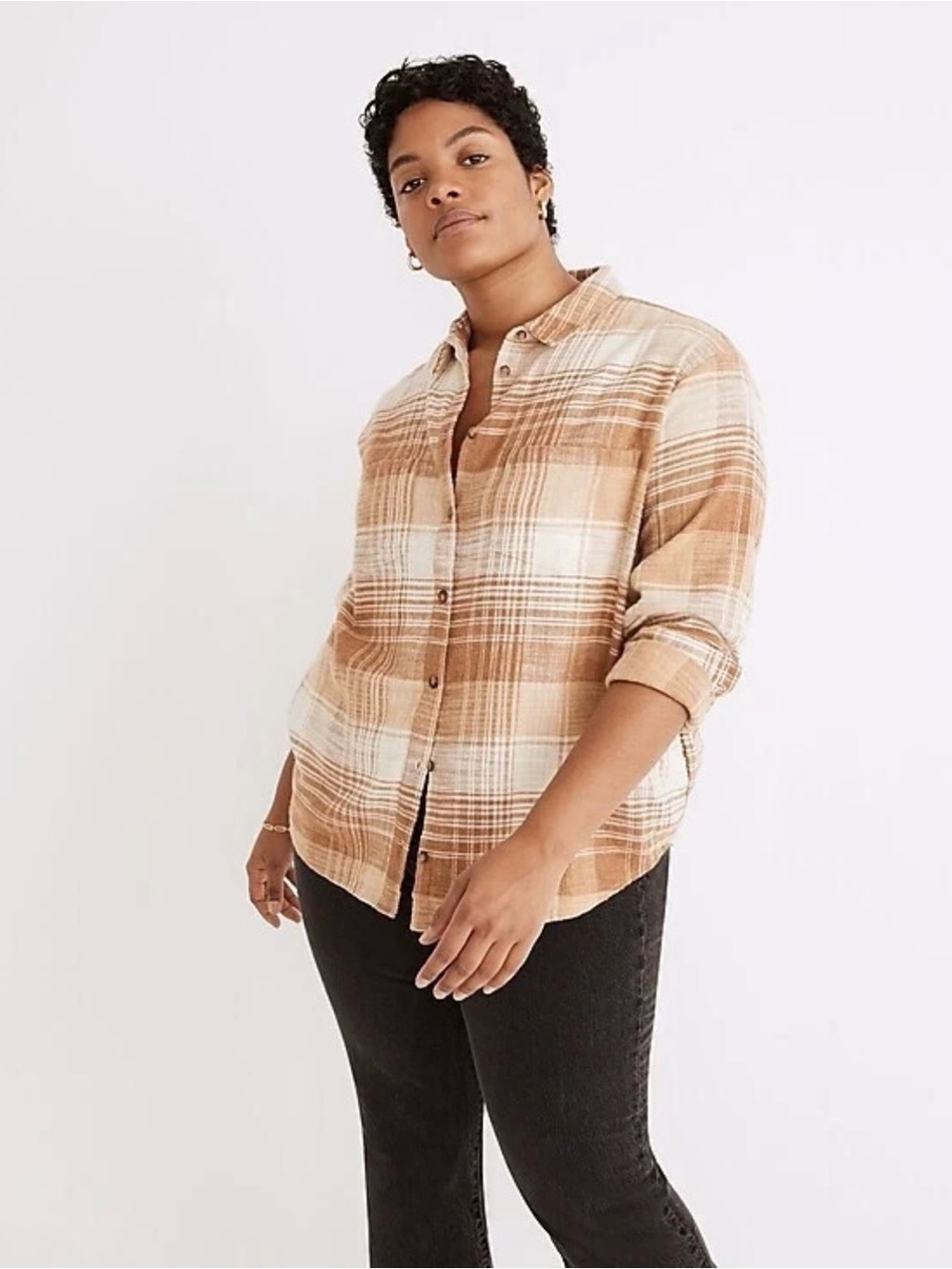 Madewell Ex-Boyfriend Plaid Flannel Button Down Shirt Size L